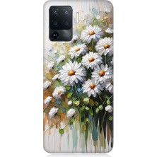 Teknomeg Oppo Reno 5 Lite Uyumlu Papatya Buketi  Desenli Silikon Kılıf