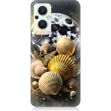Teknomeg Oppo Reno 7 Lite Uyumlu Ay ve Deniz Kabukları  Desenli Silikon Kılıf