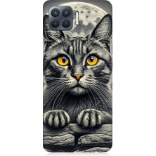 Teknomeg Oppo Reno 4 Lite Uyumlu Kedi Portresi  Desenli Silikon Kılıf