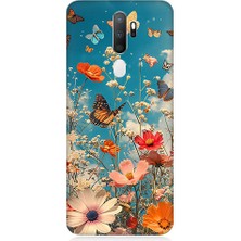 Teknomeg Oppo A5 2020 Uyumlu Çiçekli Kelebekler  Desenli Silikon Kılıf