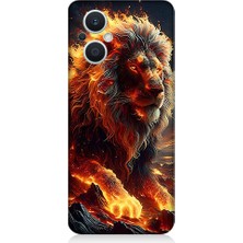 Teknomeg Oppo Reno 7 Lite 5g Uyumlu Alev Aslanı  Desenli Silikon Kılıf