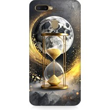 Teknomeg Oppo Ax7 Uyumlu Ay ve Kum Saati  Desenli Silikon Kılıf