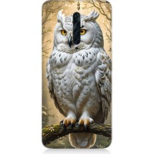 Teknomeg Oppo Reno 2z Uyumlu Beyaz Baykuş  Desenli Silikon Kılıf