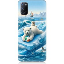 Teknomeg Oppo A92 Uyumlu Buzda Ayı  Desenli Silikon Kılıf