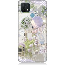 Oppo A15 Uyumlu Pastel Çiçekler  Desenli Silikon Kılıf