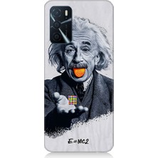 Oppo A16 Uyumlu Einstein ve Küp  Desenli Silikon Kılıf
