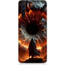 Teknomeg Oppo Reno 3 Uyumlu Ateş Çemberi  Desenli Silikon Kılıf