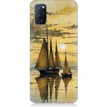 Teknomeg Oppo A92 Uyumlu Yelkenli Gün Batımı  Desenli Silikon Kılıf
