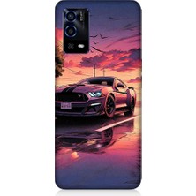 Teknomeg Oppo A55 Uyumlu Pembe Gün Batımı  Desenli Silikon Kılıf