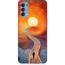 Teknomeg Oppo Reno 4 Uyumlu Işıklı Yol  Desenli Silikon Kılıf
