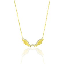 Söğütlü Silver Gümüş Altın Yaldızlı Zirkon Taşlı Özgürlüğün Kanadı Kolye SGTL10402GOLD