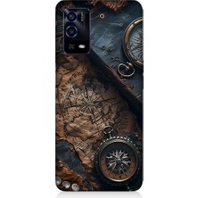 Teknomeg Oppo A55 Uyumlu Eski Harita  Desenli Silikon Kılıf