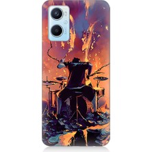 Oppo A96 Uyumlu Alevli Bateri  Desenli Silikon Kılıf