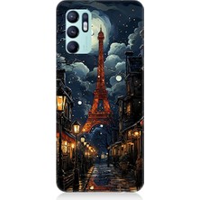 Oppo Reno 6 Uyumlu Paris Sokakları  Desenli Silikon Kılıf