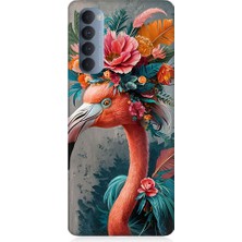 Oppo Reno 4 Pro Uyumlu Çiçekli Flamingo  Desenli Silikon Kılıf