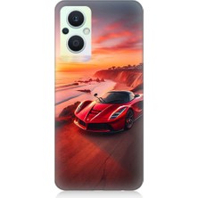 Oppo Reno 7 Lite Uyumlu Hızlı Kırmızı  Desenli Silikon Kılıf