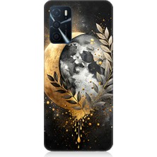 Oppo A16 Uyumlu Ay ve Yaprak  Desenli Silikon Kılıf
