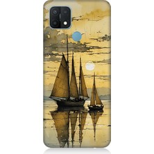 Oppo A15 Uyumlu Yelkenli Gün Batımı  Desenli Silikon Kılıf