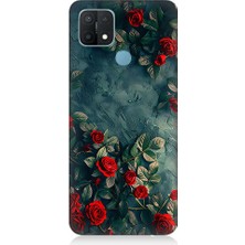 Oppo A15 Uyumlu Kırmızı Güller  Desenli Silikon Kılıf