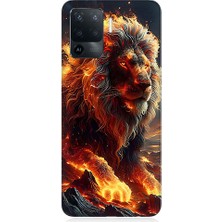 Oppo Reno 5 Lite Uyumlu Alev Aslanı  Desenli Silikon Kılıf