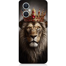 Oppo Reno 7 Lite 5g Uyumlu Taçlı Aslan 2  Desenli Silikon Kılıf