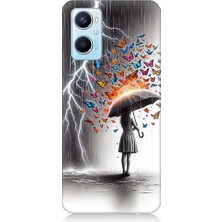 Oppo A96 Uyumlu Kelebek Fırtınası  Desenli Silikon Kılıf