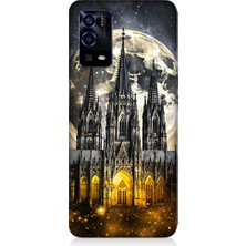 Oppo A55 Uyumlu Ay ve Katedral  Desenli Silikon Kılıf