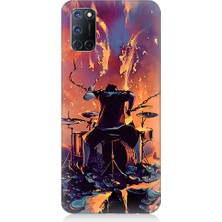 Oppo A92 Uyumlu Alevli Bateri  Desenli Silikon Kılıf