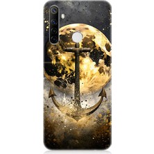 Teknomeg Realme 6i Uyumlu Ay ve Çapa  Desenli Silikon Kılıf