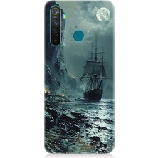 Teknomeg Realme 5 Pro Uyumlu Fırtınalı Deniz  Desenli Silikon Kılıf