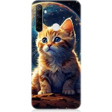 Teknomeg Realme 6i Uyumlu Uzayda Kedi  Desenli Silikon Kılıf
