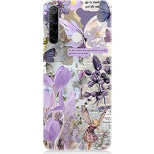 Realme 6i Uyumlu Mor Çiçekler  Desenli Silikon Kılıf