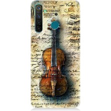 Teknomeg Realme 5 Pro Uyumlu Eski Keman  Desenli Silikon Kılıf