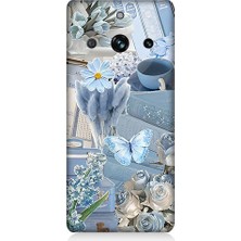 Realme 11 Pro Plus Uyumlu Mavi Çiçekler  Desenli Silikon Kılıf