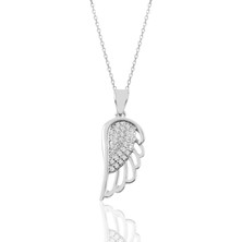 Söğütlü Silver Gümüş Rodyumlu Zirkon Taşlı Zerafet Kanat Kolye SGTL12630RODAJ
