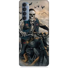Teknomeg  Oppo Reno 4 Pro Uyumlu Iskelet Motosiklet  Desenli Silikon Kılıf