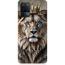 Oppo Reno 5 Lite Uyumlu Taçlı Aslan  Desenli Silikon Kılıf
