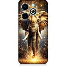 Teknomeg  Infinix Hot 40I Uyumlu Altın Fil  Desenli Silikon Kılıf