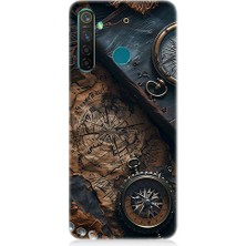 Realme 5 Pro Uyumlu Eski Harita  Desenli Silikon Kılıf