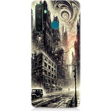 Teknomeg Realme 5 Pro Uyumlu Gotik Şehir  Desenli Silikon Kılıf