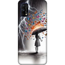 Teknomeg Realme 7 Pro Uyumlu Kelebek Fırtınası  Desenli Silikon Kılıf