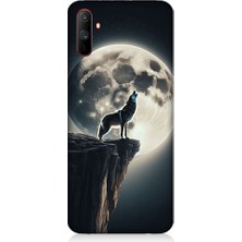 Teknomeg Realme C3 Uyumlu Kurt ve Ay  Desenli Silikon Kılıf