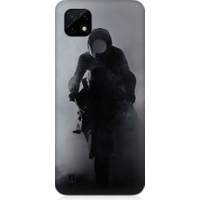 Realme C21 Uyumlu Motosiklet Sürücüsü  Desenli Silikon Kılıf