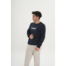 Unisex Pamuklu Içi Polarlı Bisiklet Yaka Sweatshirt