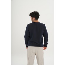 Unisex Pamuklu Içi Polarlı Bisiklet Yaka Sweatshirt