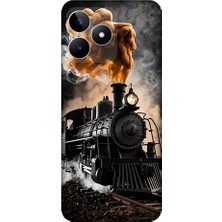 Teknomeg Realme C53 Uyumlu Kara Tren Desenli Silikon Kılıf