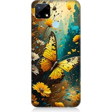 Teknomeg Realme C25 Uyumlu Renkli Kelebek  Desenli Silikon Kılıf