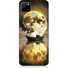 Teknomeg Realme C21Y Uyumlu Ay ve Gemi  Desenli Silikon Kılıf