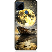 Teknomeg  Realme C15 Uyumlu Ay ve Tekne  Desenli Silikon Kılıf
