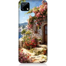 Teknomeg Realme 7i Uyumlu Çiçekli Ev  Desenli Silikon Kılıf